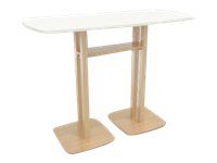 Table haute WOODY 114 cm - pieds sapin - plateau blanc