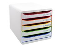 Exacompta BigBox Plus - Module de classement 5 tiroirs - blanc/arlequin