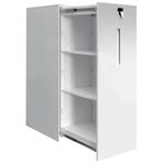 Caisson TOWER METALLIQUE - L42x H124 x P60 cm - 2 tablettes + 1 support DS - blanc