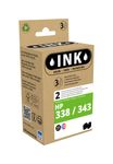 Cartouche compatible HP 338/343 - pack de 2 - noir, cyan, magenta, jaune - ink