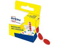 Avery - 150 Pastilles adhésives - rouge - diamètre 15 mm - boîte distributrice