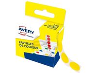 Avery - 150 Pastilles adhésives - jaune - diamètre 15 mm - boîte distributrice