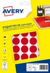 Avery - Etui A5 - 400 Pastilles adhésives - rouge - diamètre 24 mm
