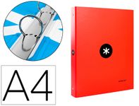 Antartik - Classeur à anneaux - Dos 40 mm - A4 - pour 225 feuilles - rouge