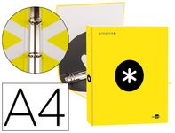 Antartik - Classeur à anneaux - Dos 40 mm - A4 - pour 225 feuilles - jaune fluorescent