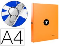 Antartik - Classeur à anneaux - Dos 40 mm - A4 - pour 225 feuilles - orange fluorescent