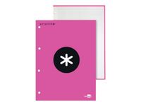 Antartik - Bloc rose de feuilles simples A4 - 100 pages - petits carreaux - perforées