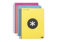 Antartik - Cahier à spirale A4 (21x29,7 cm) - 240 pages - grands carreaux (Seyes) - jaune fluo