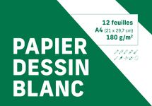 Clairefontaine - Pochette dessin blanc - 12 feuilles - A4 (21 x 29,7 cm) - 180 gr