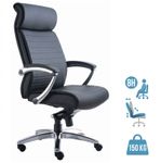 Fauteuil de bureau WILLIAM - accoudoirs articulés - appui-tête intégré - cuir noir