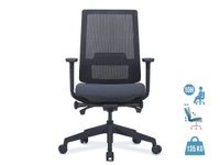 Fauteuil de bureau BRIAN - accoudoirs réglables - appui-tête en option - dossier en résille - noir