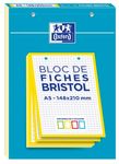 Oxford - Pack de 30 Fiches Bristol - A5 - petits carreaux - perforées - jaune