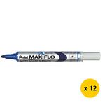 Pentel MAXIFLO - Pack de 12 marqueurs effaçables - pointe ogive - bleu