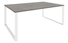 Bureau LOFTER Manager - L180 x P100 x H72,5 cm - sans console - pieds blanc - plateau imitation chêne gris