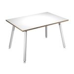 Bureau LEONARDO - 120 cm - Pieds métal blancs - Blanc chants chêne