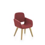 Chaise AITA - dossier bas - piètement bois - tissu rouge