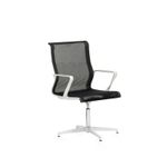 Chaise X-LIGHT - dossier bas - avec accoudoirs - noir et pieds aluminium blancs