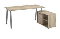 Bureau manager MAMBO avec retour droit - 160 cm - Chêne/chocolat