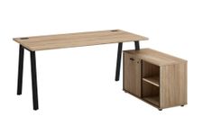 Bureau manager MAMBO avec retour droit - 160 cm - Chêne Sonoma/noir