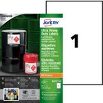 Avery - 30 Étiquettes ultra résistantes blanches - A4