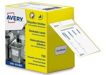 Avery - 150 Étiquettes solubles pré-imprimées - 70 x 40 mm - boîte distributrice