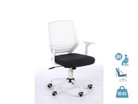 Fauteuil de bureau NEWTON - accoudoirs fixes - housse pour dossier en option - Noir, base blanche