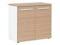 Armoire mi-haute YES ! - L80 x H74 x P42 - 2 portes - Façade et dessus chêne