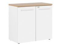 Armoire mi-haute YES ! - L80 x H74 x P42 - 2 portes - Façade blanche - Dessus chêne