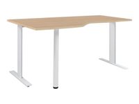 Bureau compact 90° à gauche YES ! - 160 cm - Pieds métal fixes - Chêne