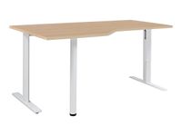 Bureau compact 90° à gauche YES ! - 160 cm - Pieds ajustables blancs - Chêne