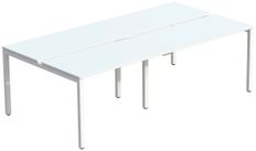 Bureau Bench 4 personnes EASYDESK - soit 4 plateaux L120xP60xH75 cm (L240 x P126) - Blanc