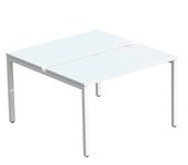 Bureau Bench 2 personnes EASYDESK - soit 2 plateaux L120xP80xH75 cm (L120 x P166) - Blanc
