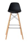 Lot de 2 tabourets haut STEELWOOD - pied hêtre - assise noire