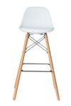Lot de 2 tabourets haut STEELWOOD - pied hêtre - assise blanche