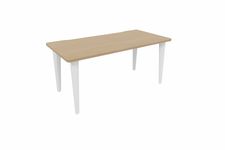 Bureau EVIDENCE - 180 cm - Pieds blancs - Plateau imitation chêne clair