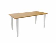 Bureau EVIDENCE - 180 cm - Pieds blancs - Plateau imitation hêtre