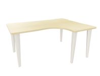 Bureau compact 90° à droite EVIDENCE - Pieds blancs - Plateau imitation érable