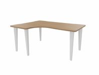 Bureau compact 90° à gauche EVIDENCE - Pieds blancs - Plateau imitation chêne clair