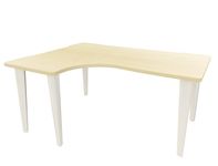 Bureau compact 90° à gauche EVIDENCE - Pieds blancs - Plateau imitation érable
