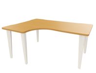 Vinco Evidence - Mesa - 90° left angled - haya natural - blanco, RAL 9010 base