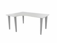 Vinco Evidence - Mesa - 90° left angled - blanco, RAL 9010 - aluminio, RAL 9006 base