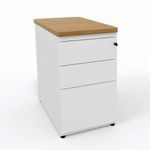 Caisson hauteur bureau 60 cm EVIDENCE - 2 tiroirs + 1 tiroir dossiers suspendus - corps blanc - top blanc