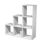 Bibliothèque modulaire MAXICOLOR - 6 cases en escalier - blanc