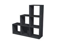 Bibliothèque modulaire MAXICOLOR - 6 cases en escalier - imitation frêne noir
