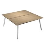 Bureau Bench LEONARDO - L120 x H74 x P168 - Pieds métal blancs - Chêne