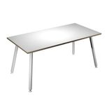 Bureau LEONARDO - 180 cm - Pieds métal blancs - Blanc chants chêne