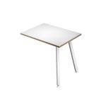 Retour direct pour bureau LEONARDO - L80 x H74 x P60 - Pieds métal blancs - plateau blanc chants chêne