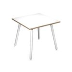 Table haute - 80 x 80 x 105 cm - Pieds métal blancs - Blanc chants chêne