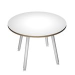 Table ronde - H105 cm - 100 cm - 4 Pieds blanc - plateau blanc