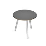 Table ronde - H74,4 cm - 80 cm - 3 pieds blanc - plateau anthracite